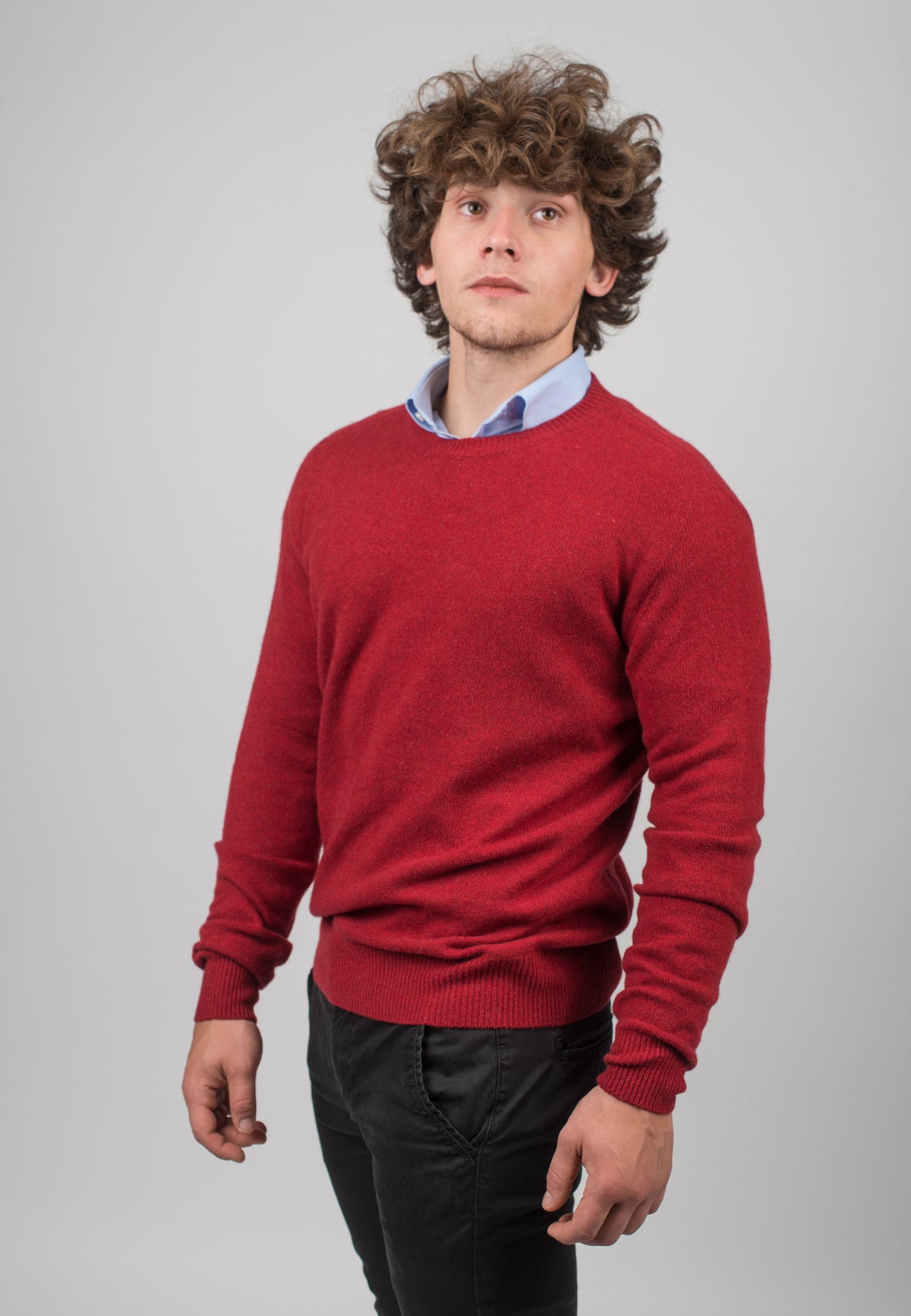 Red Men's Recycled Cashmere Blend Crewneck, view 2