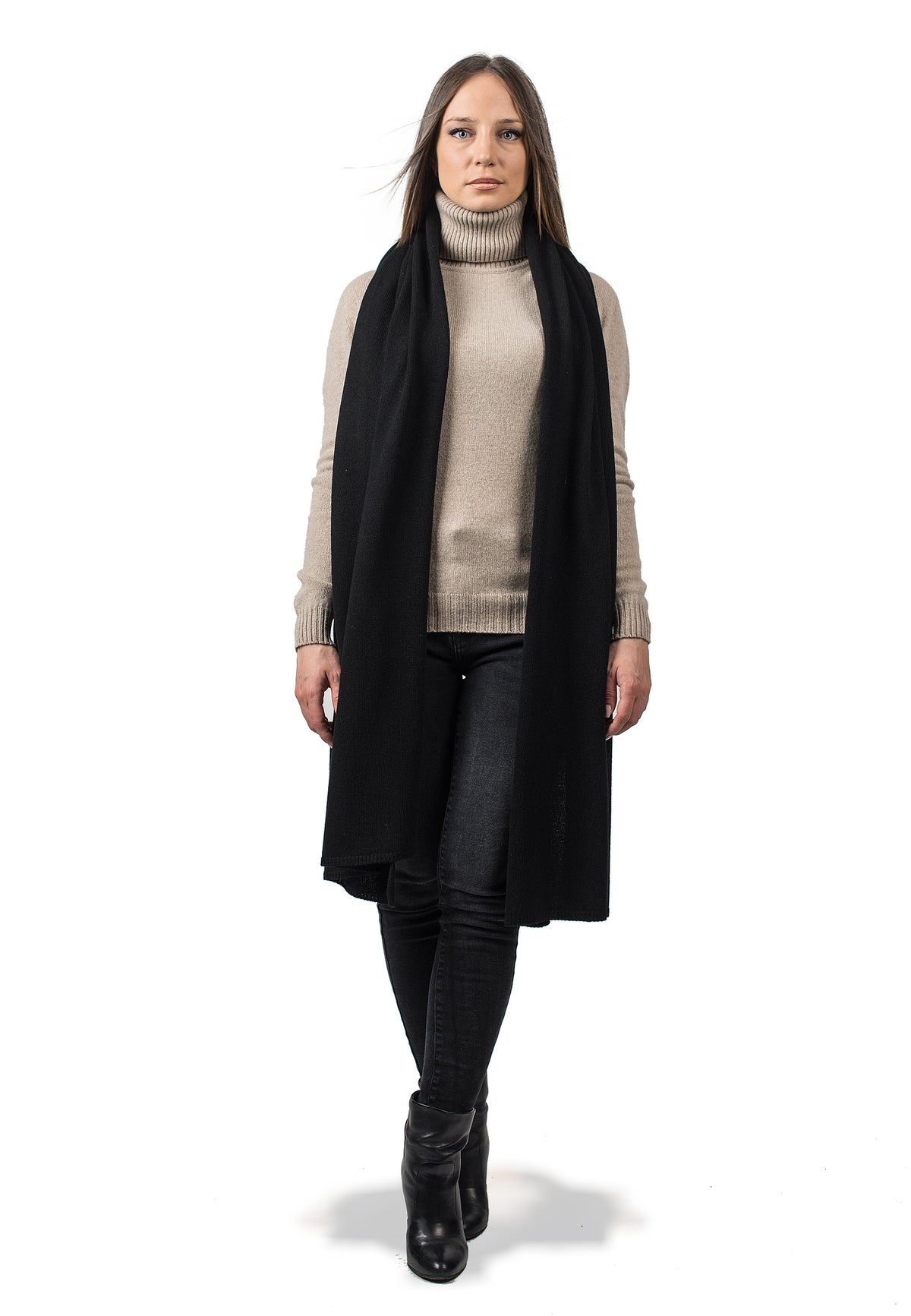 Black Recycled Cashmere Blend Wrap