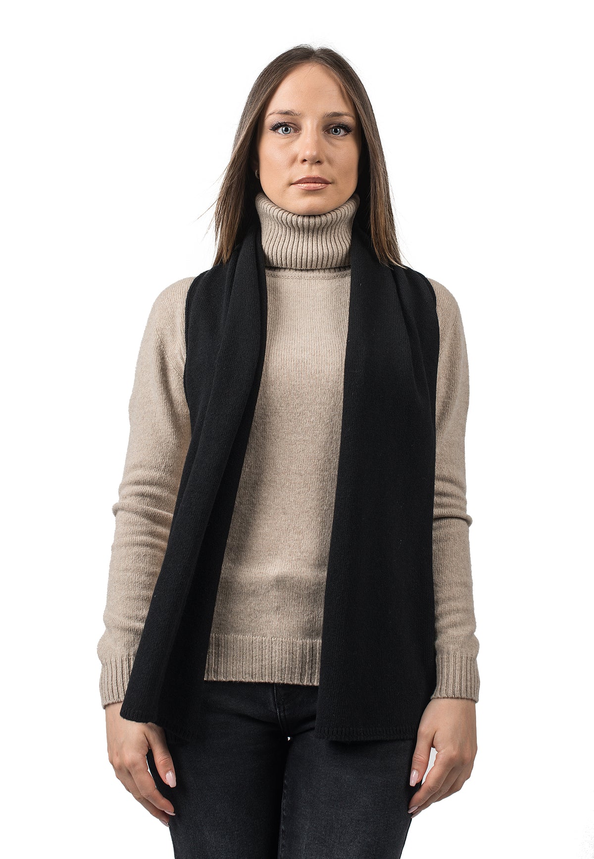 Black Women's Recycled Cashmere Blend Scarf