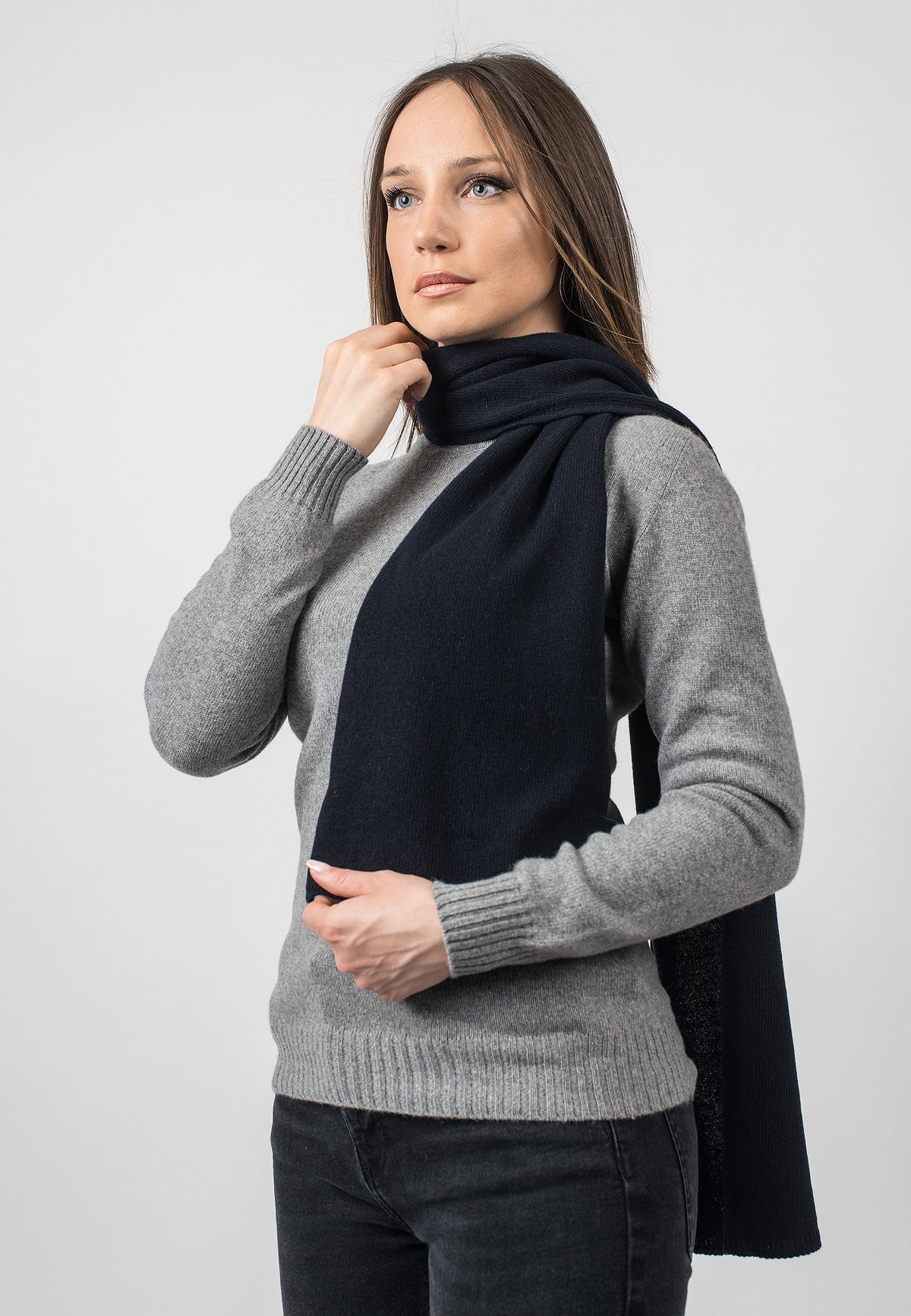 Blue Women's Recycled Cashmere Blend Scarf, view 3