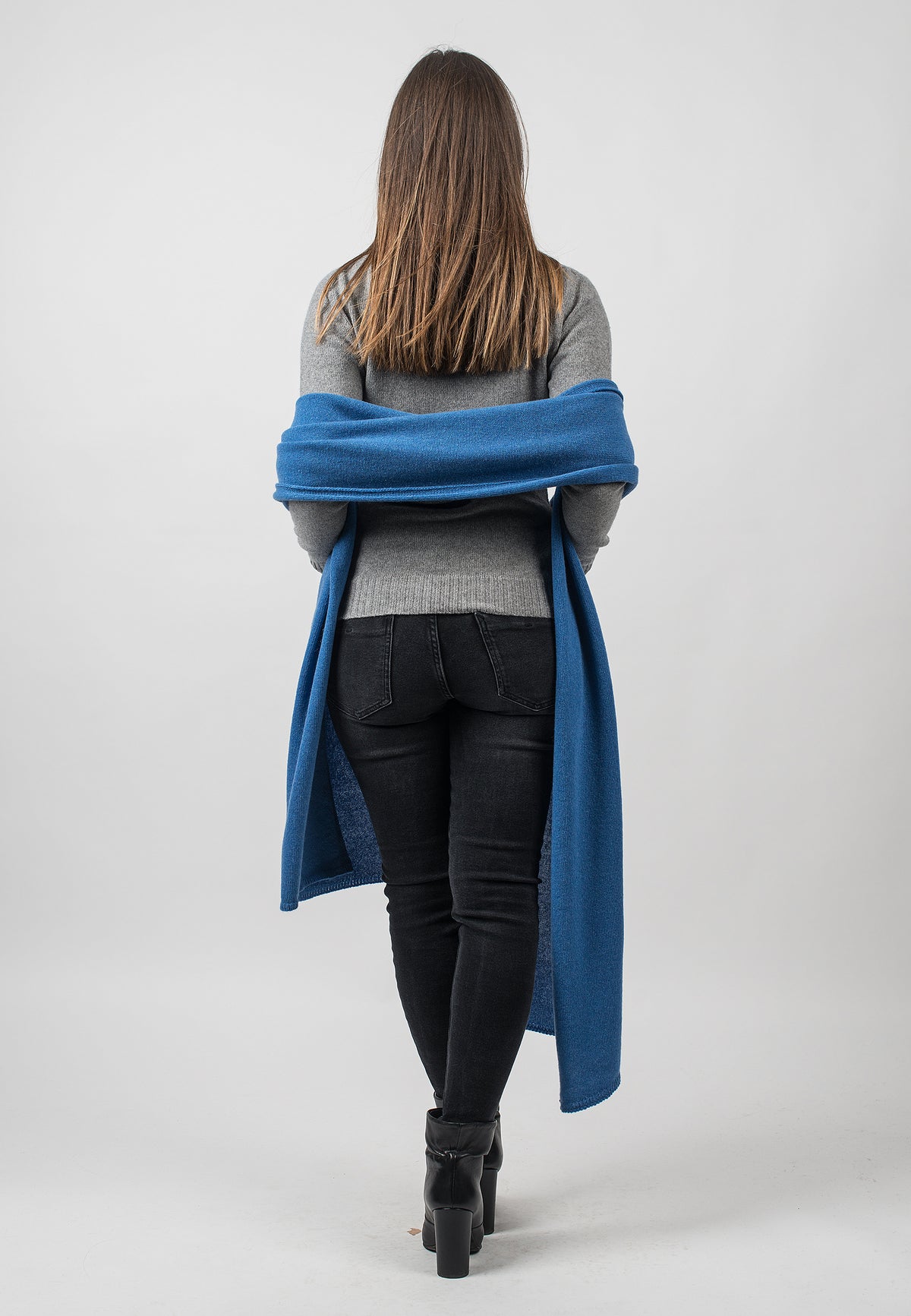 Light Blue Recycled Cashmere Blend Wrap, view 3