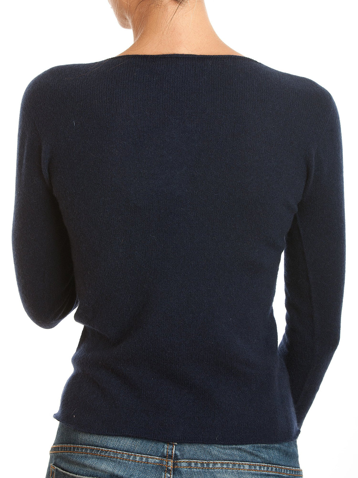 Blue Women's 100% Cashmere Crewneck, view 3