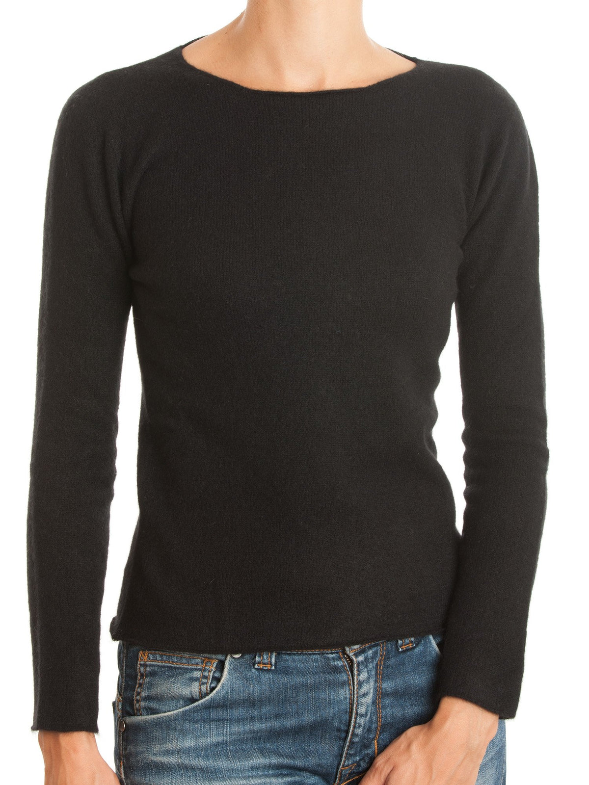 Black Women's 100% Cashmere Crewneck