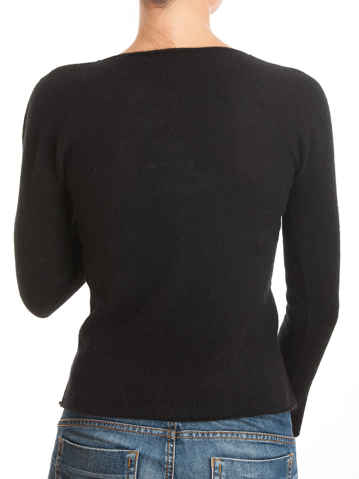 Black Women's 100% Cashmere Crewneck, view 3