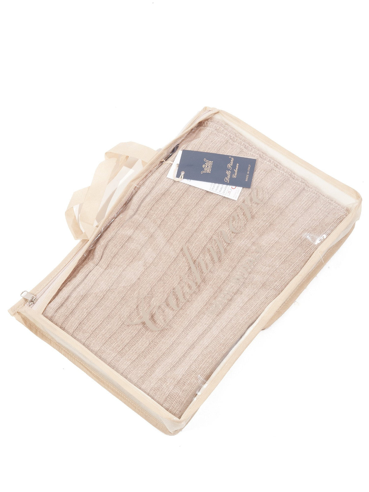 Beige Cashmere Blend Scarf and Beanie Set, view 5