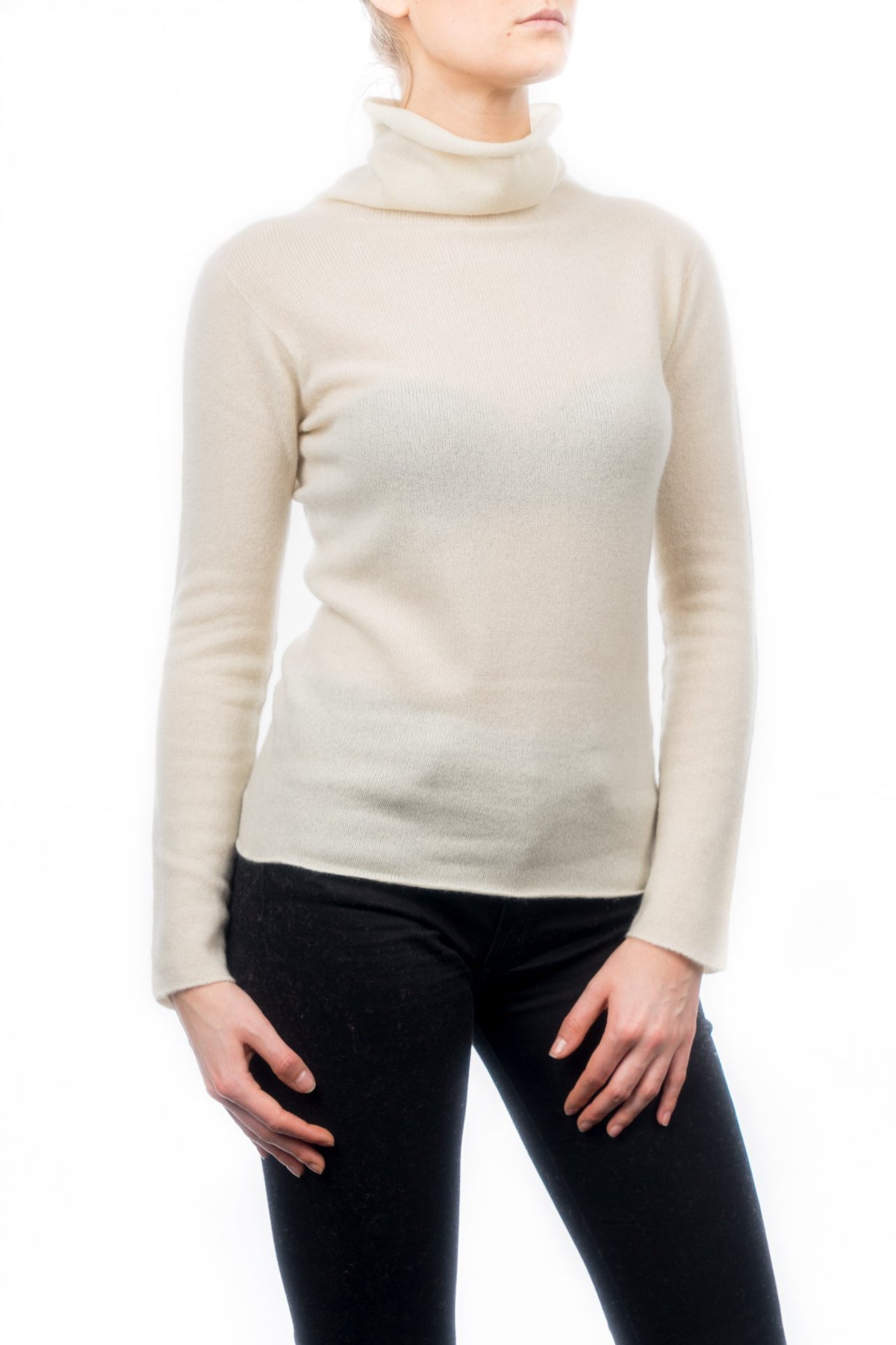 Cream Women's 100% Cashmere Turtleneck, view 2