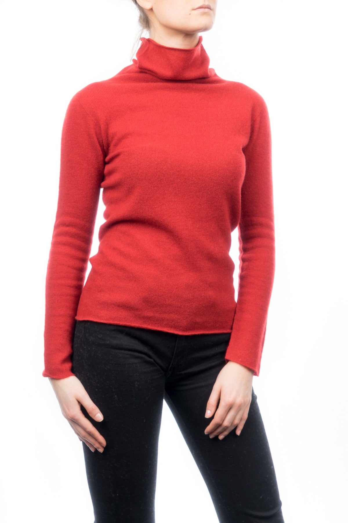 Red Women's 100% Cashmere Turtleneck, view 2