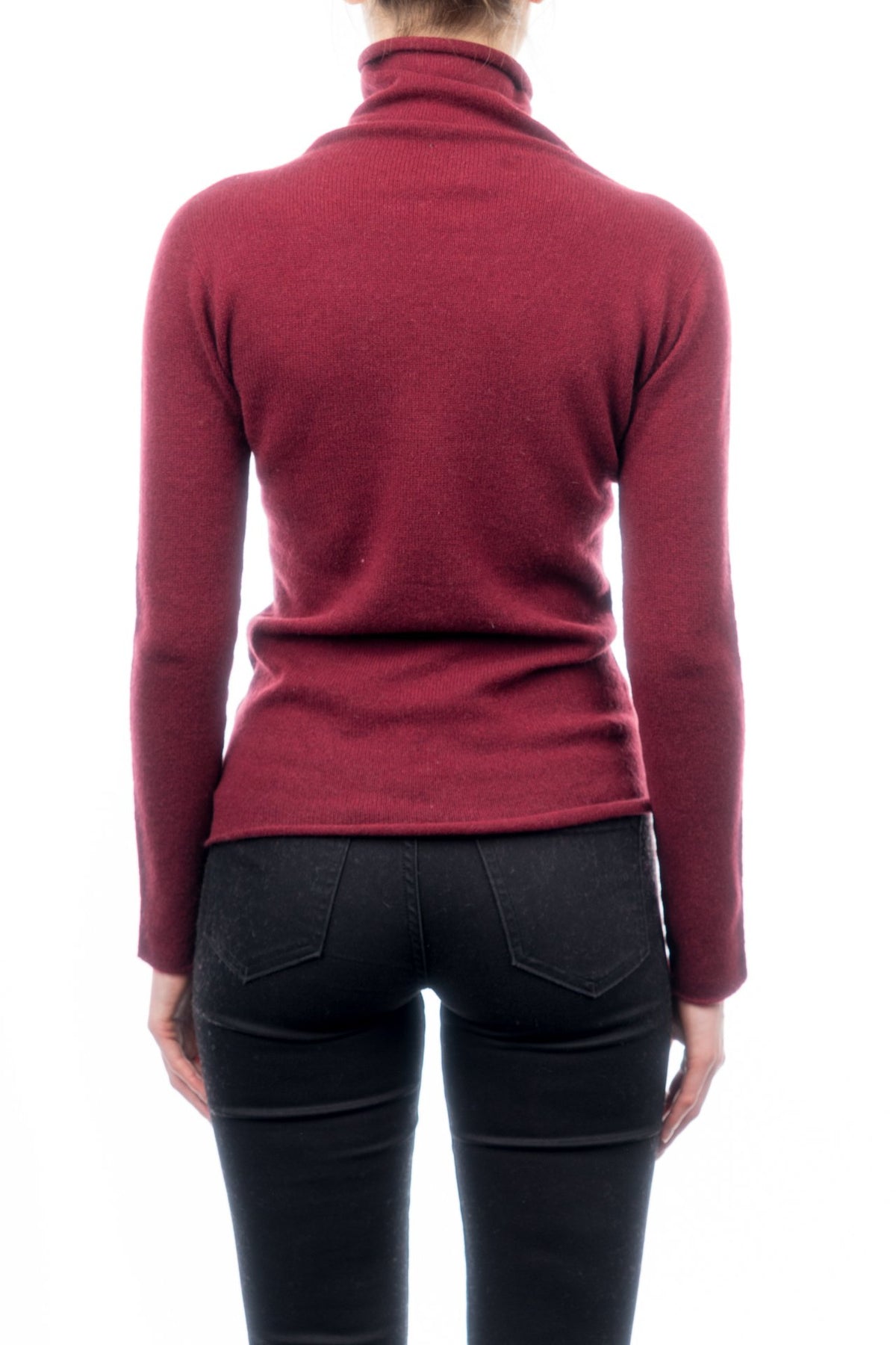 Burgundy Women's 100% Cashmere Turtleneck, view 3