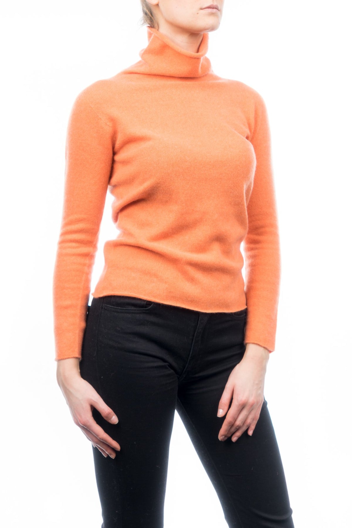 Orange Women's 100% Cashmere Turtleneck, view 2
