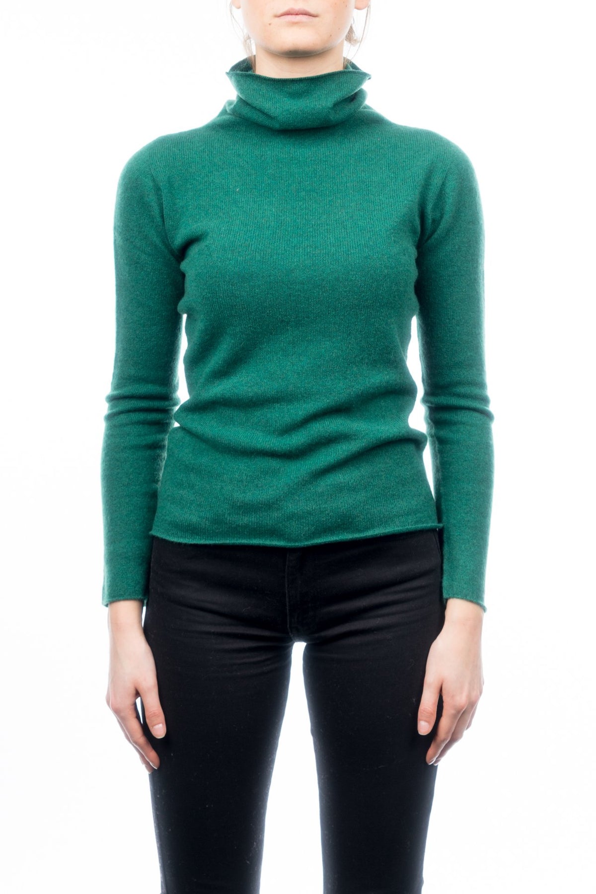 Green Women's 100% Cashmere Turtleneck