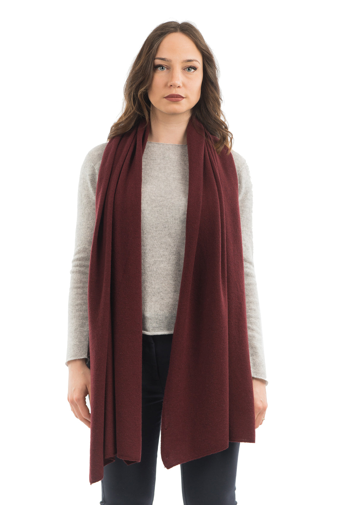 Burgundy Women's Cashmere Blend Wrap