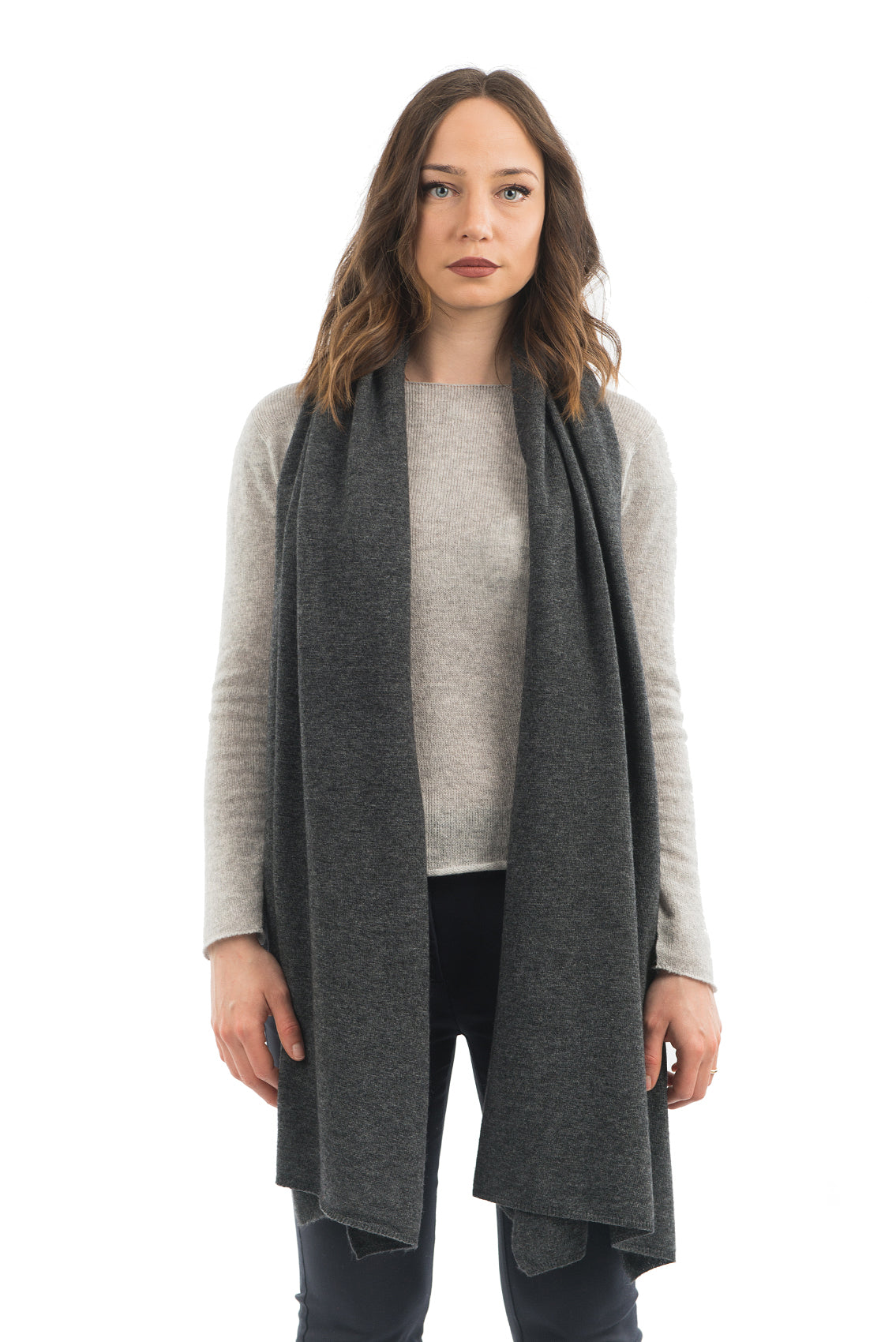 Charcoal Women's Cashmere Blend Wrap, view 2