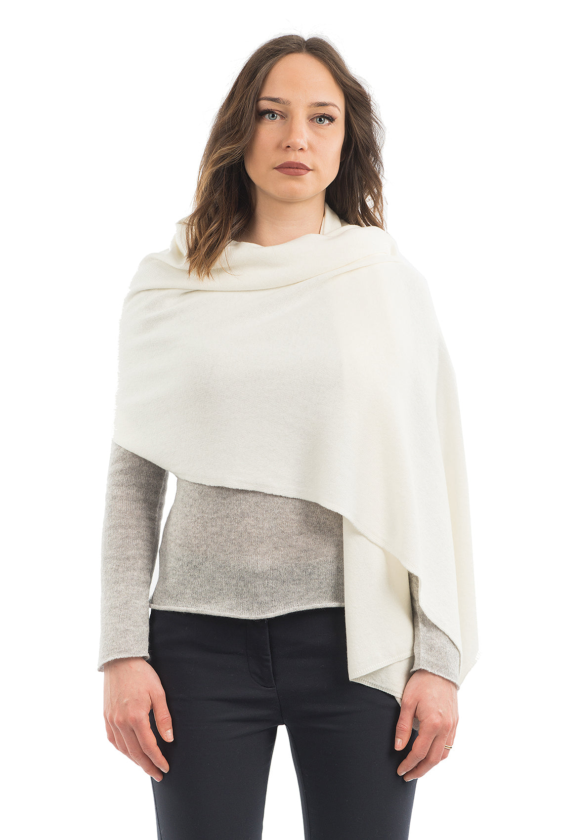 Cream Women's Cashmere Blend Wrap, view 2