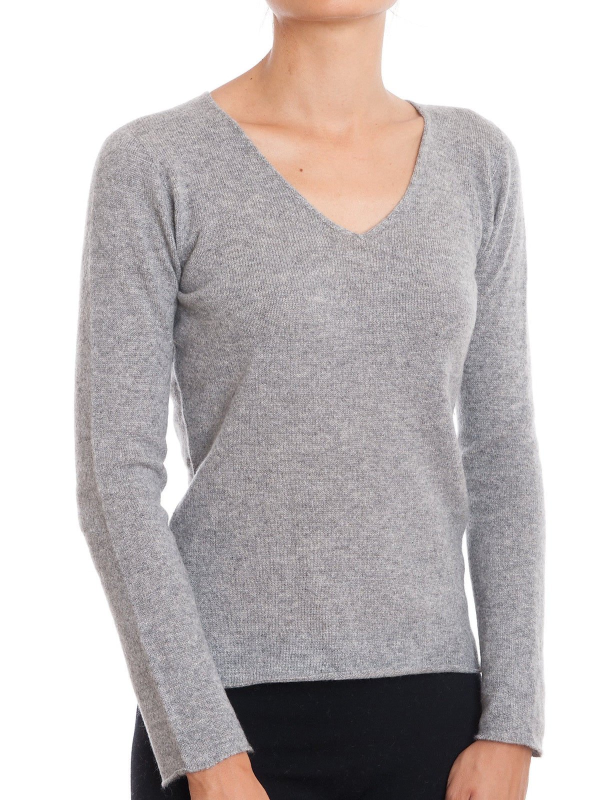 Blue Women's 100% Cashmere V-Neck, view 6