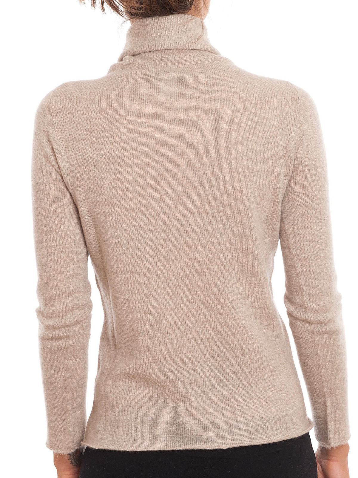 Beige Women's 100% Cashmere Turtleneck, view 4