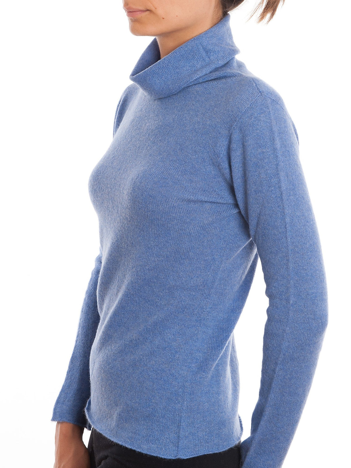 Light Blue Women's 100% Cashmere Turtleneck, view 2
