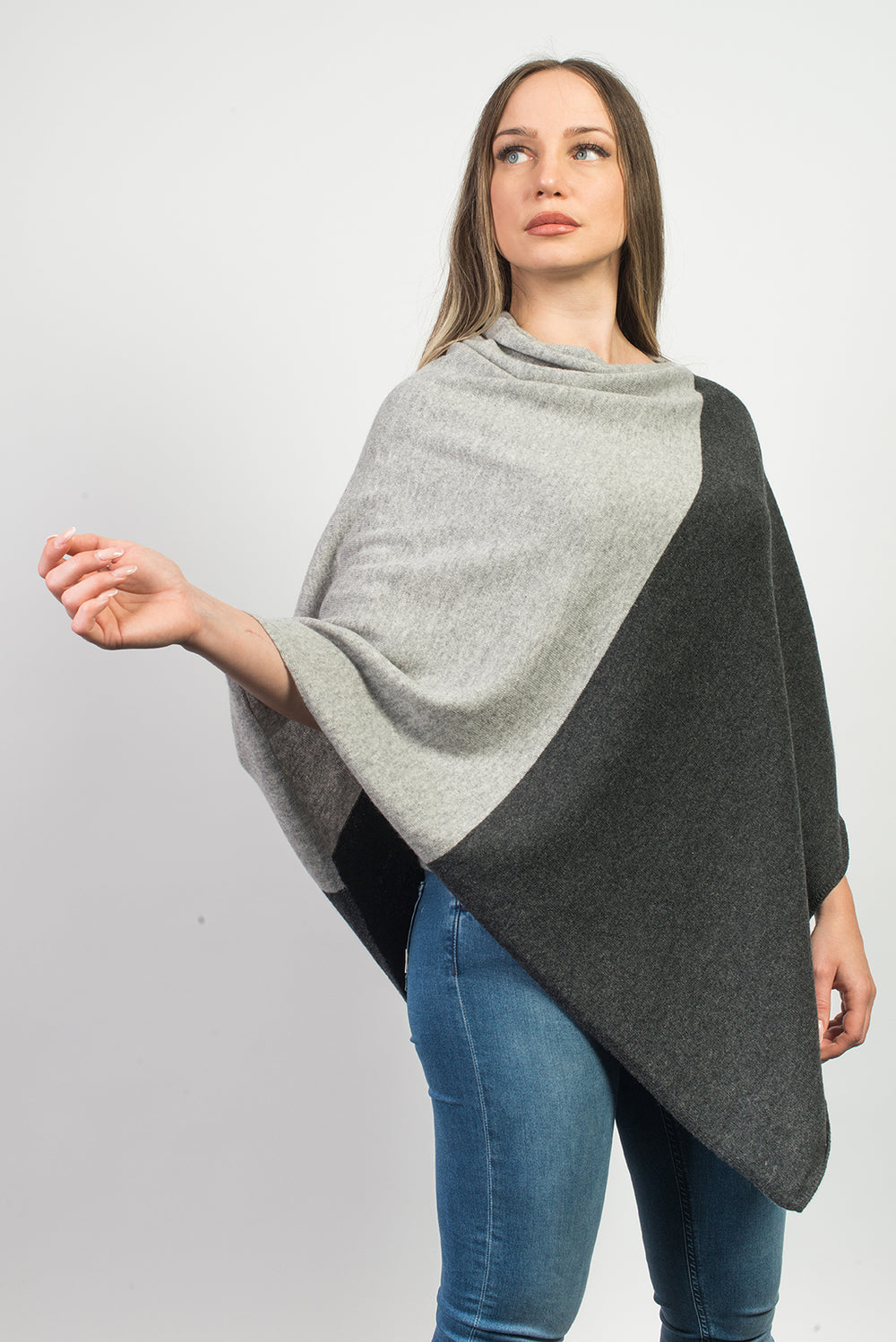 Bicolor Poncho 100% Cashmere - Woman - Dalle Piane Cashmere– Dalle