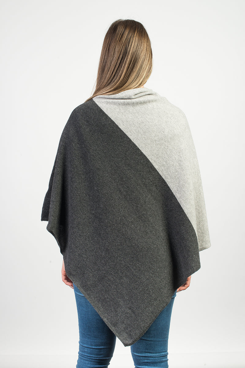 Bicolor Poncho 100% Cashmere