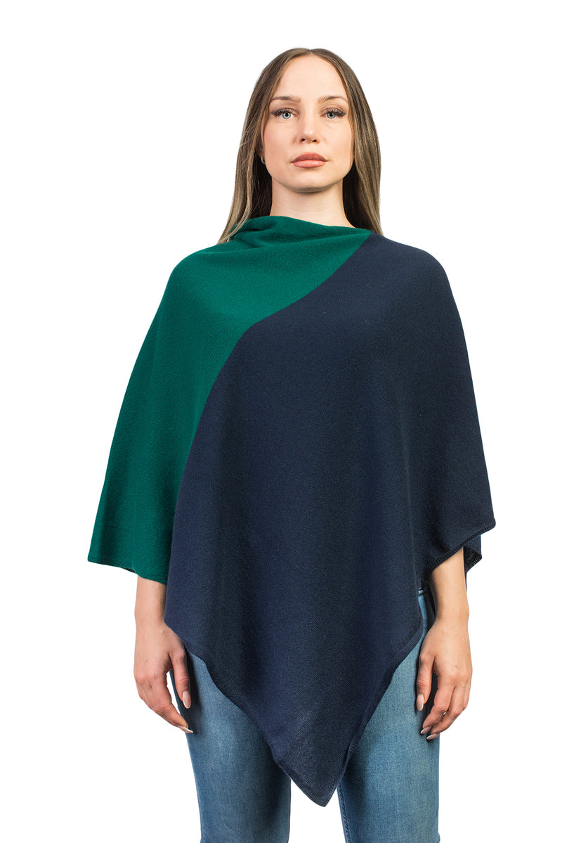 Bicolor Poncho 100% Cashmere