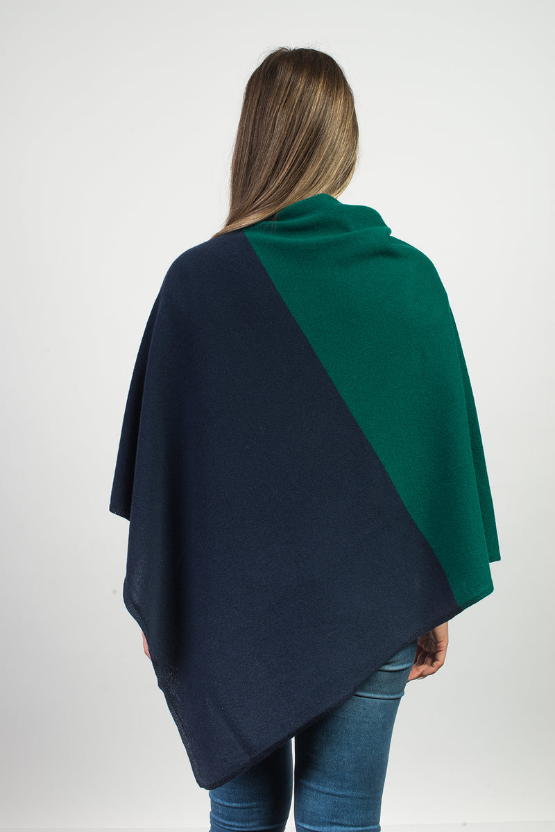 Bicolor Poncho 100% Cashmere