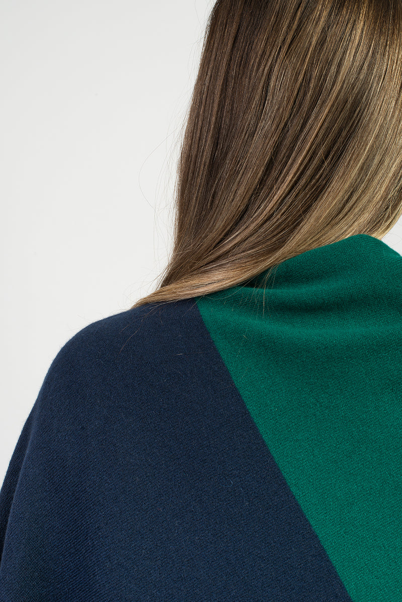 Bicolor Poncho 100% Cashmere