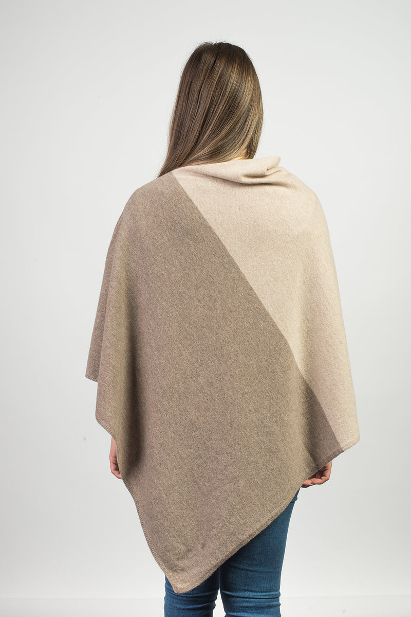 Bicolor Poncho 100% Cashmere