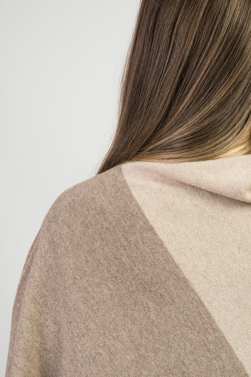 Bicolor Poncho 100% Cashmere