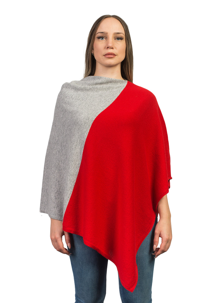 Bicolor Poncho 100% Cashmere