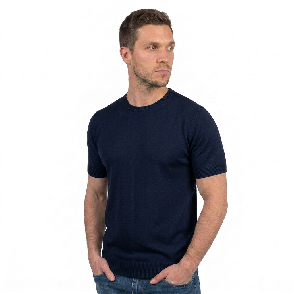 Blue Men's 100% Cotton T-Shirt, view 2