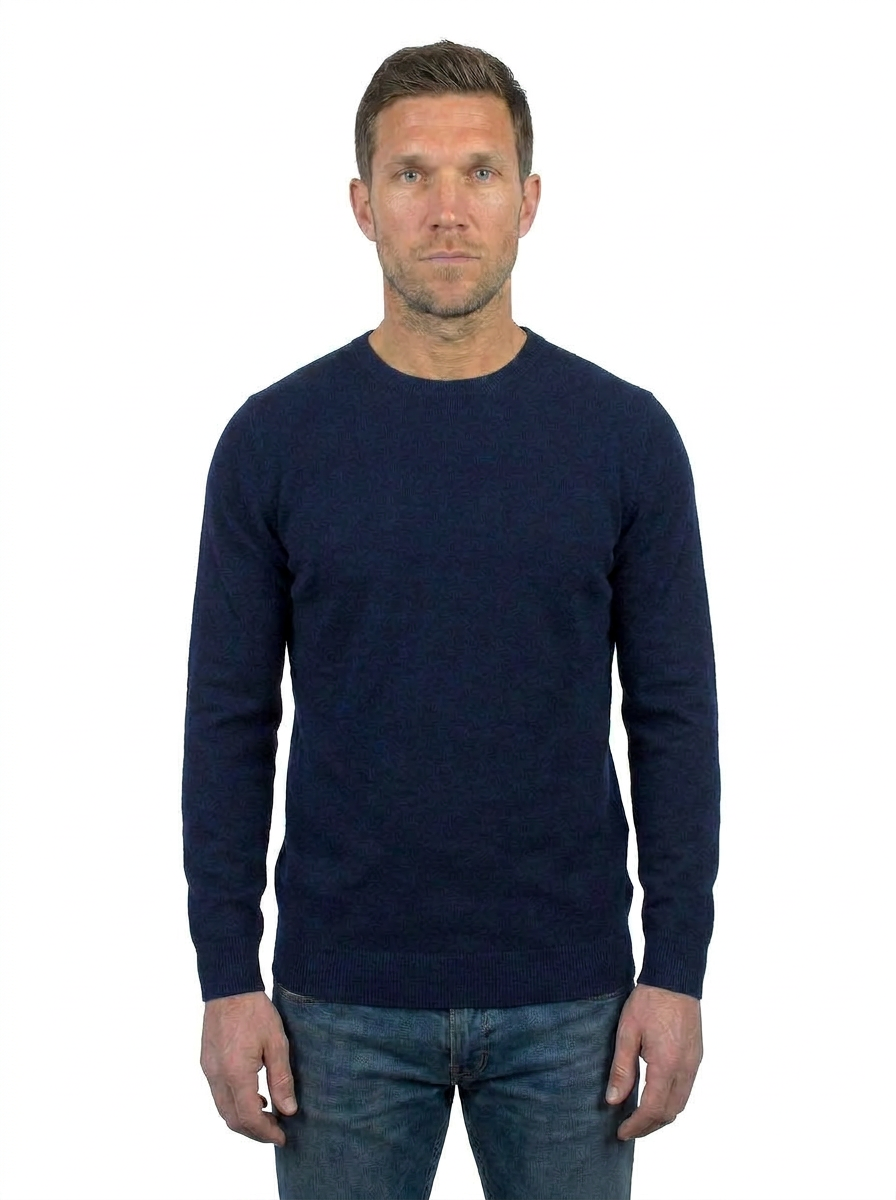 Blue Men's 100% Cotton Crewneck