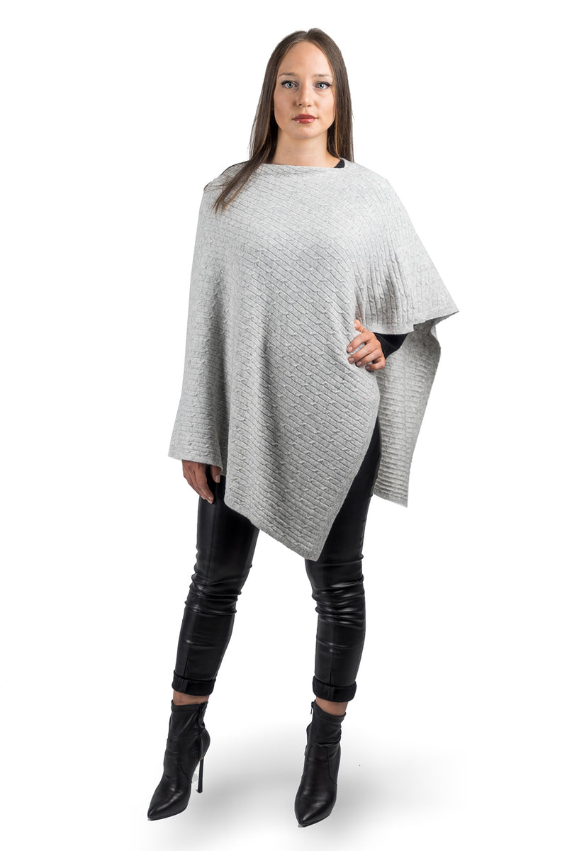 Cashmere blend braided poncho