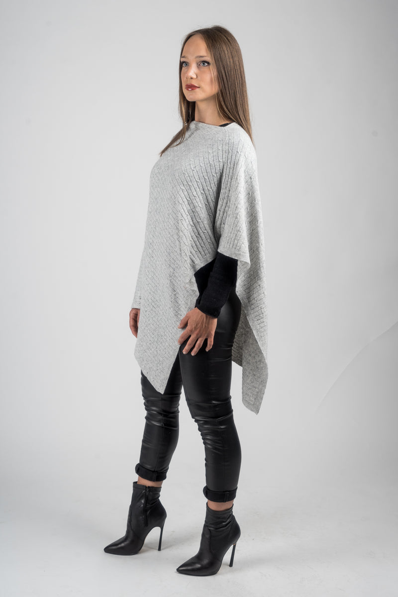 Cashmere blend braided poncho