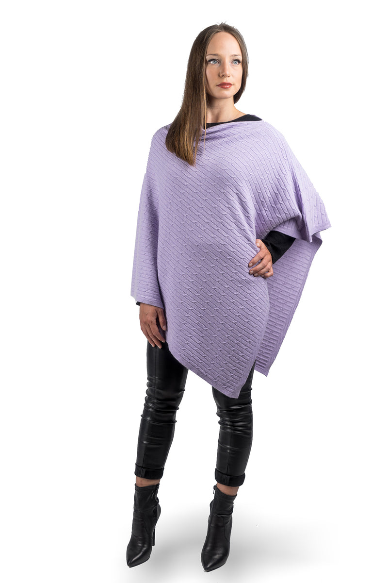 Cashmere blend braided poncho