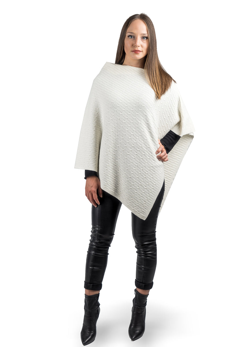 Cashmere blend braided poncho