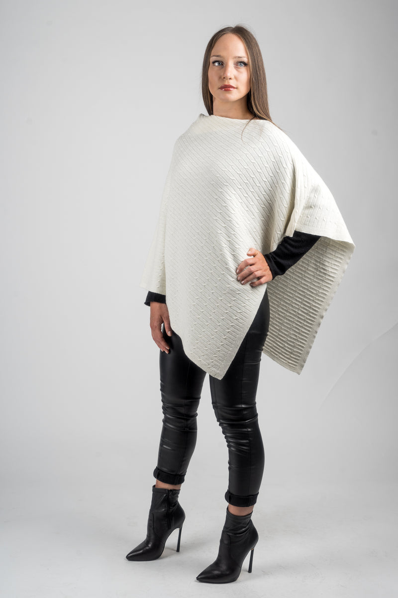 Cashmere blend braided poncho