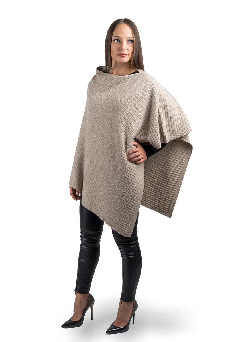 Cashmere blend braided poncho