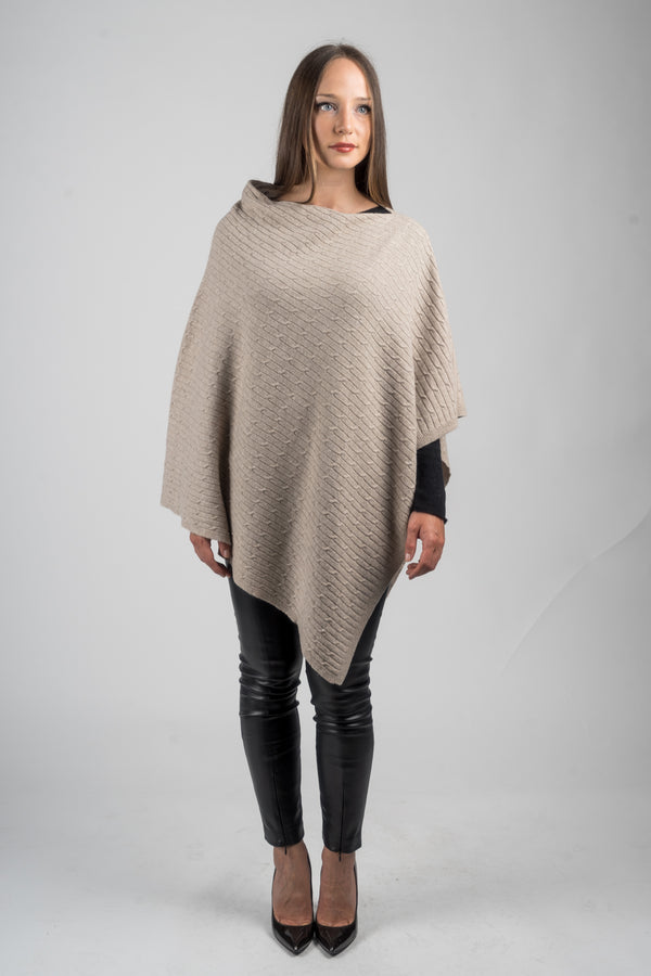 Cashmere blend braided poncho