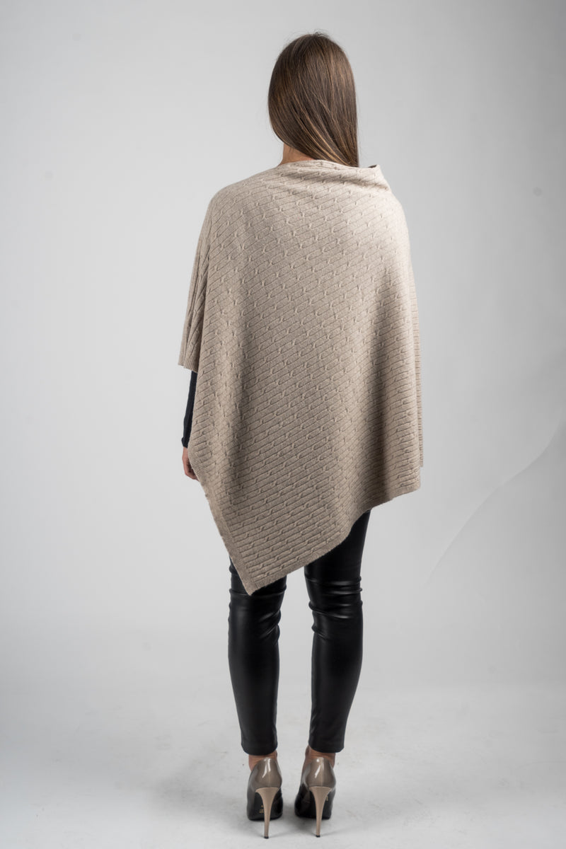 Cashmere blend braided poncho