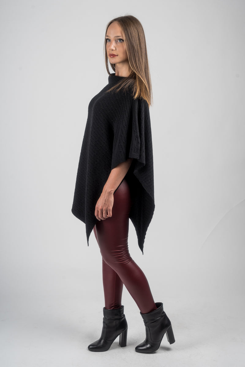 Cashmere blend braided poncho