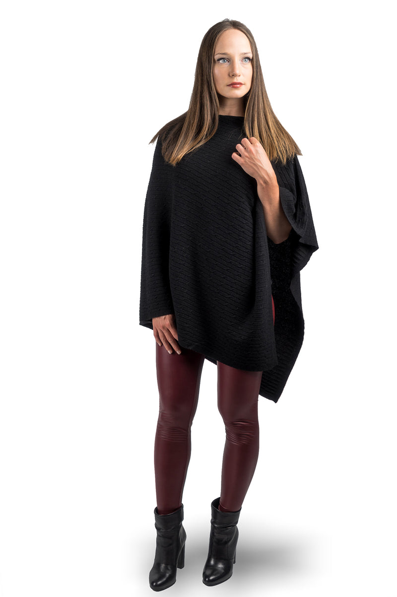 Cashmere blend braided poncho