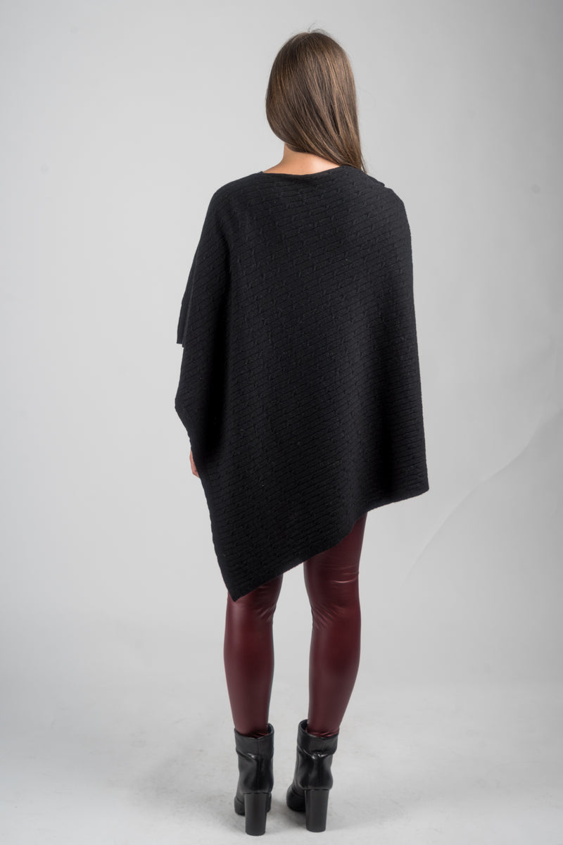 Cashmere blend braided poncho