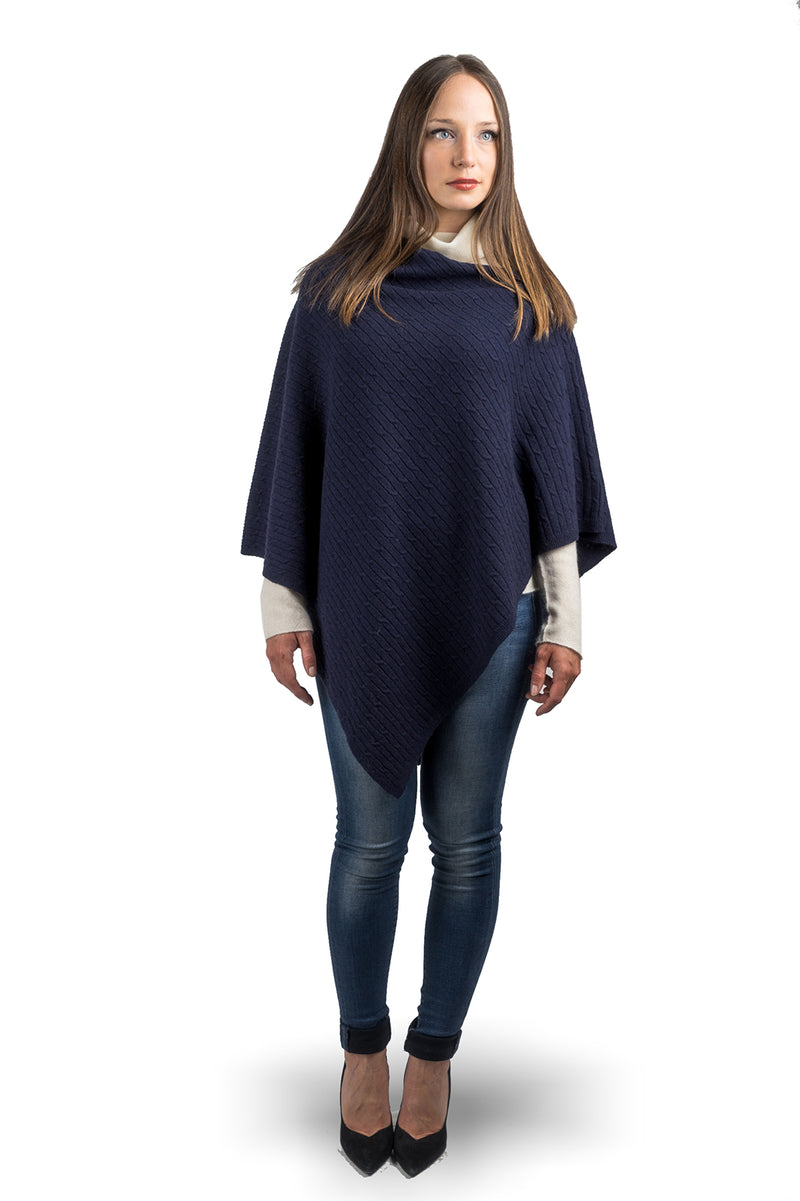 Cashmere blend braided poncho