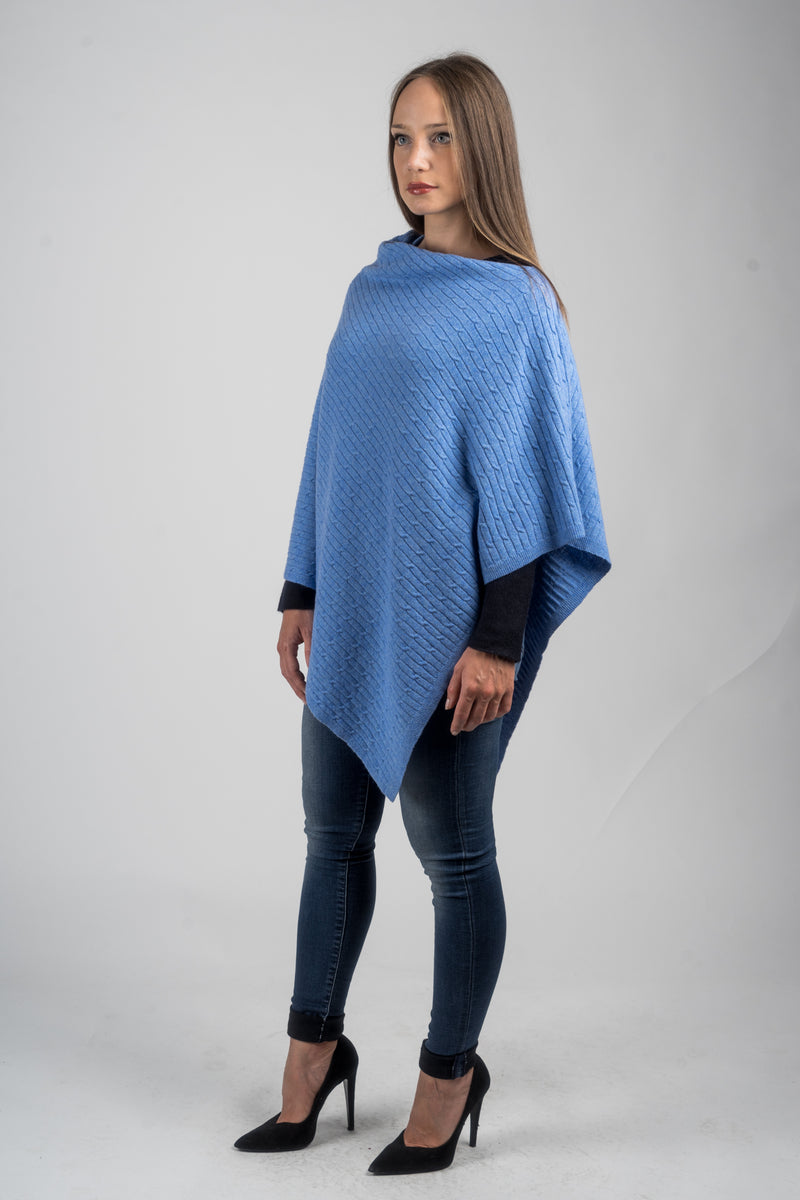 Cashmere blend braided poncho