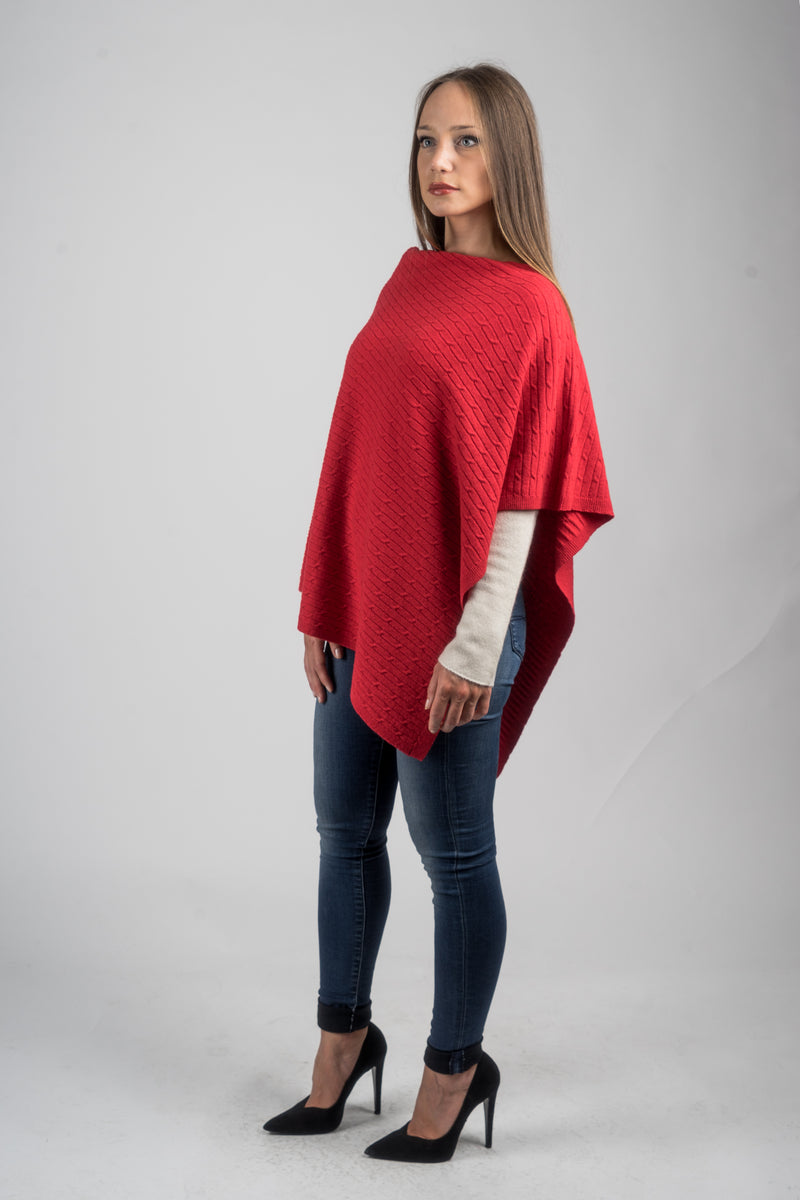 Cashmere blend braided poncho