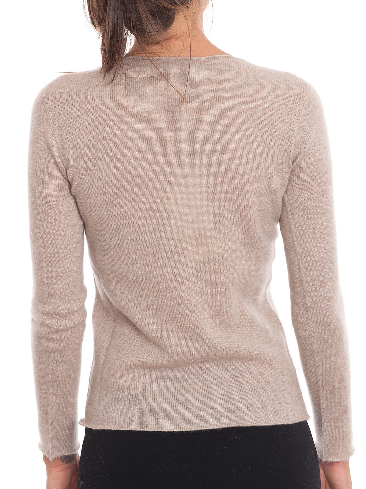 Beige Women's 100% Cashmere Crewneck, view 3
