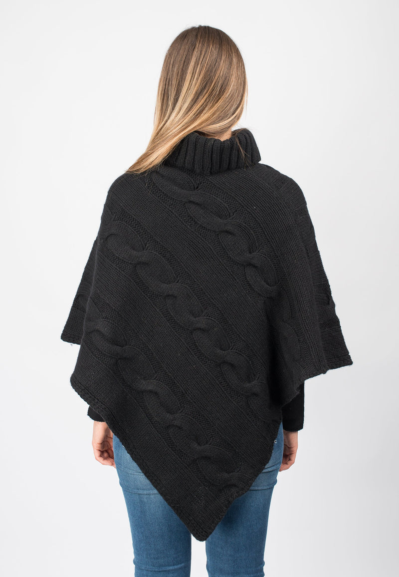 Poncho dolcevita con trecce | Dalle Piane Cashmere