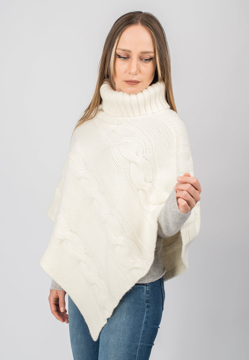 Poncho dolcevita con trecce | Dalle Piane Cashmere