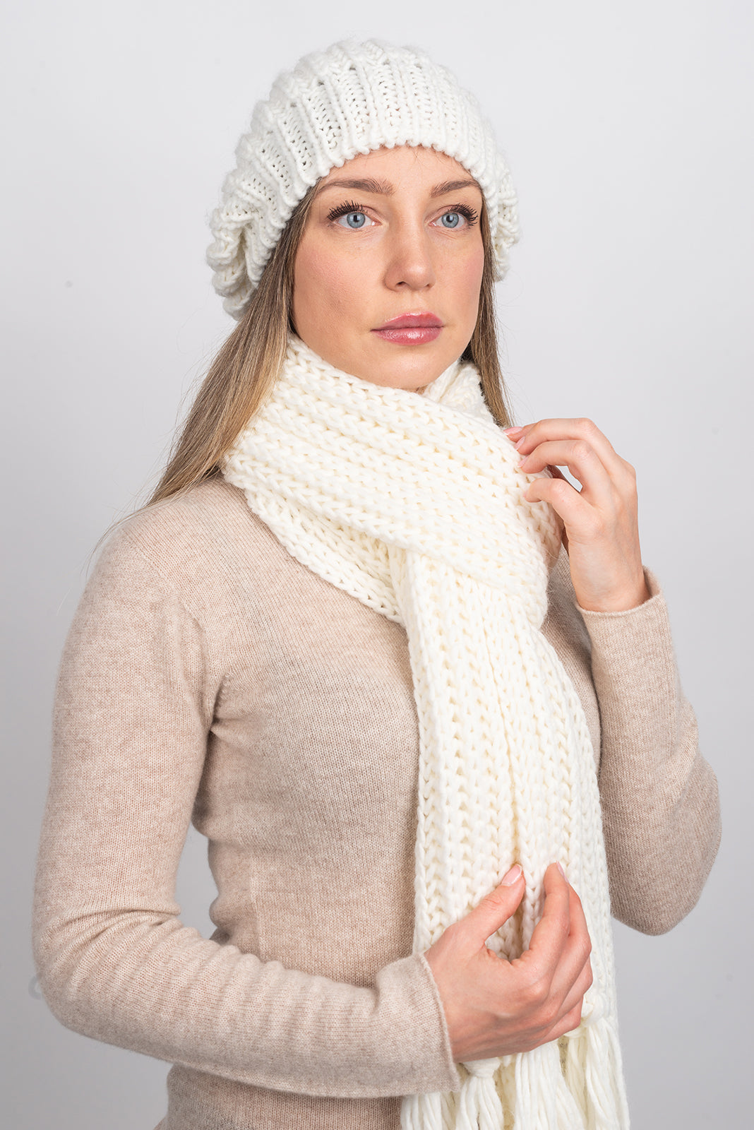 White Women's Fisherman's Rib Beanie, view 4