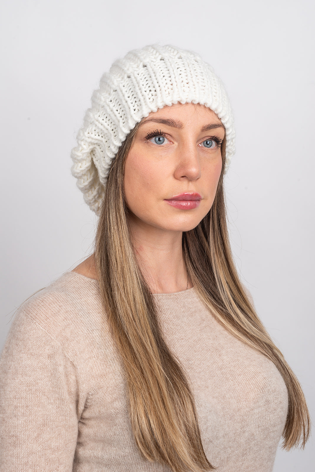 White Women's Fisherman's Rib Beanie, view 2