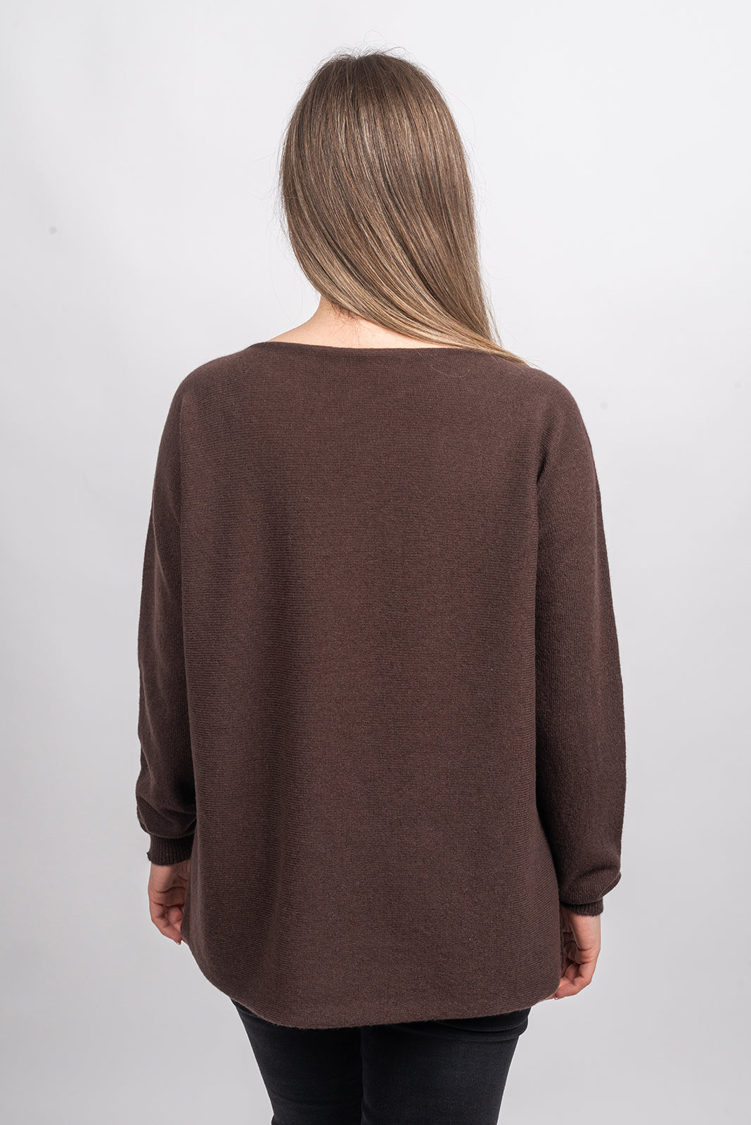 Brown Women's 100% Cashmere Oversized Sweater, view 3